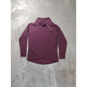 Athleta Cozy Karma Asym Pullover Womens L Burgundy Red (#383402-24) Gym Yoga